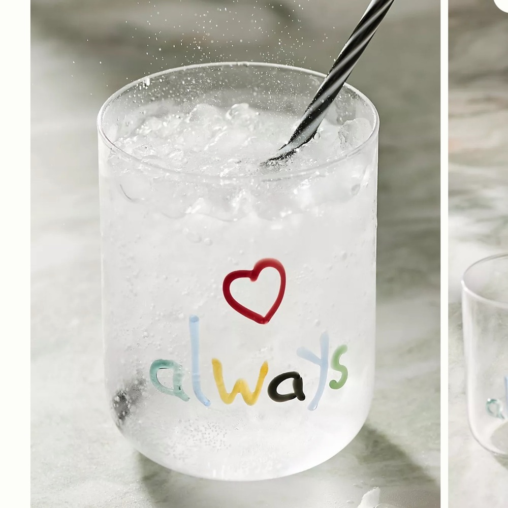 NIB Anthropologie The Love Notes‎ Icon Juice Glass - Love Always